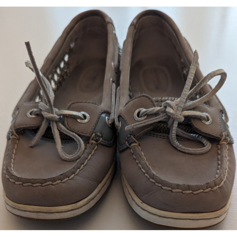 Sperry Angelfish Gray Leather Boat Shoes Size 7M Metallic Coastal Beach - Picture 7 of 7
